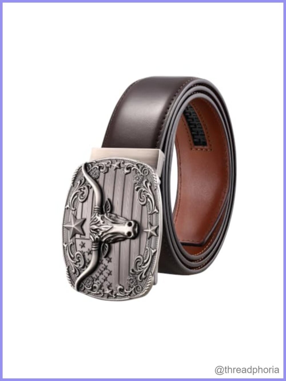 Western Ratchet Leather Belt Cowboy Buckle Adjustable Unisex
